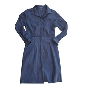 Theory Career Work Wear Button Down Front Black Long-Sleeve Dress